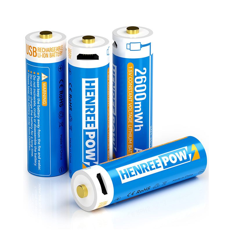 Henreepow 2600mwh 1.5V Type C AA oppladbare batterier