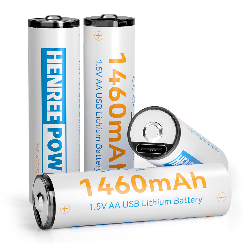 Henreepow 2200mwh 1.5V Type C AA oppladbare batterier