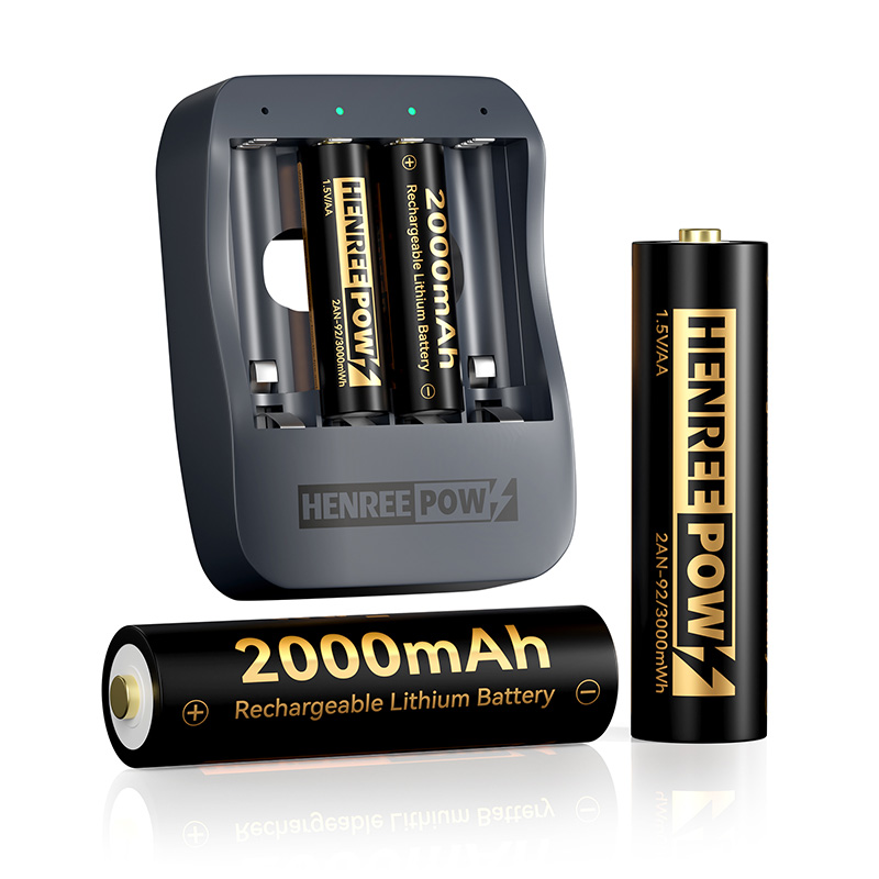 Henreepow AA 2000mAh 1.5V litiumbatterier med høy kapasitet