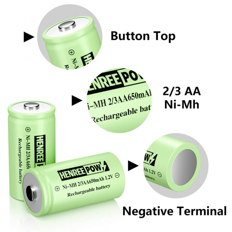 Henreepow Ni-MH 2/3 AA oppladbare batterier